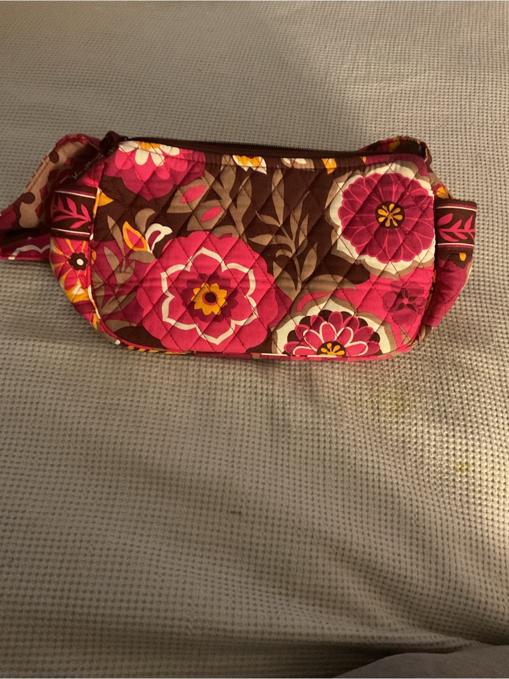 Vera Bradley Quilted Mini Crossbody in Pink, Brown and Yellow